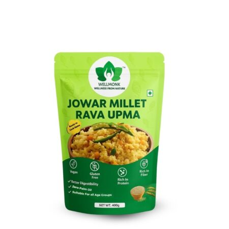 WellMonk Jowar Millet Rava Upma – Wholesome & Nutritious Instant Breakfast Mix, 400g