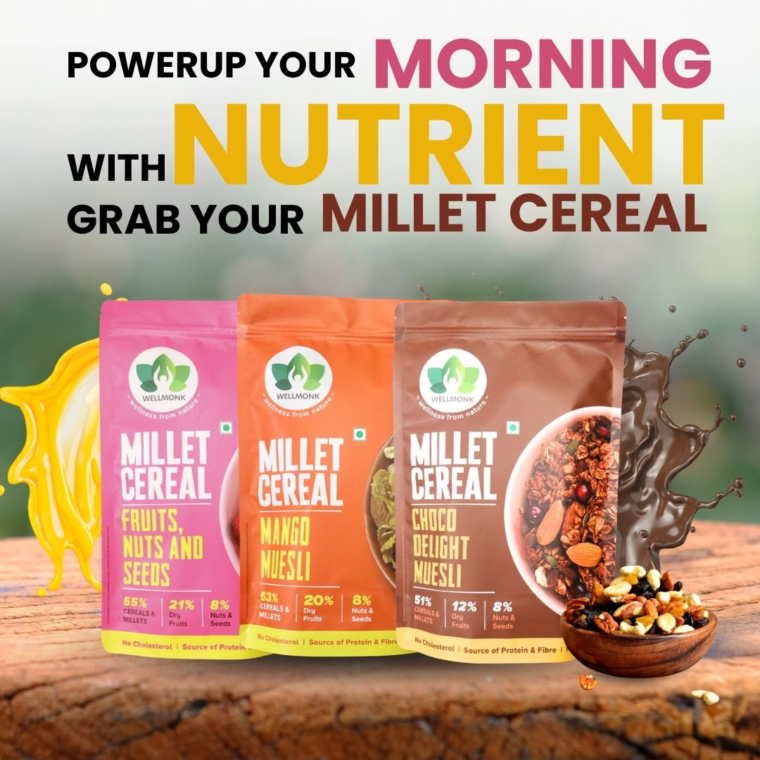WellMonk Millet Cereal – Fruits, Nuts & Seeds Muesli, Wholesome Breakfast Mix, 400g - Image 8