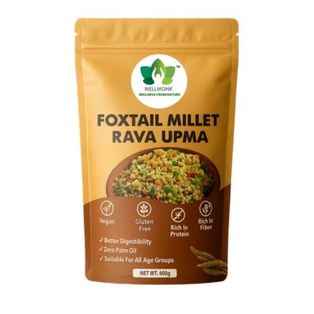 WellMonk Foxtail Millet Rava Upma – Wholesome & Delicious Instant Breakfast Mix, 400g