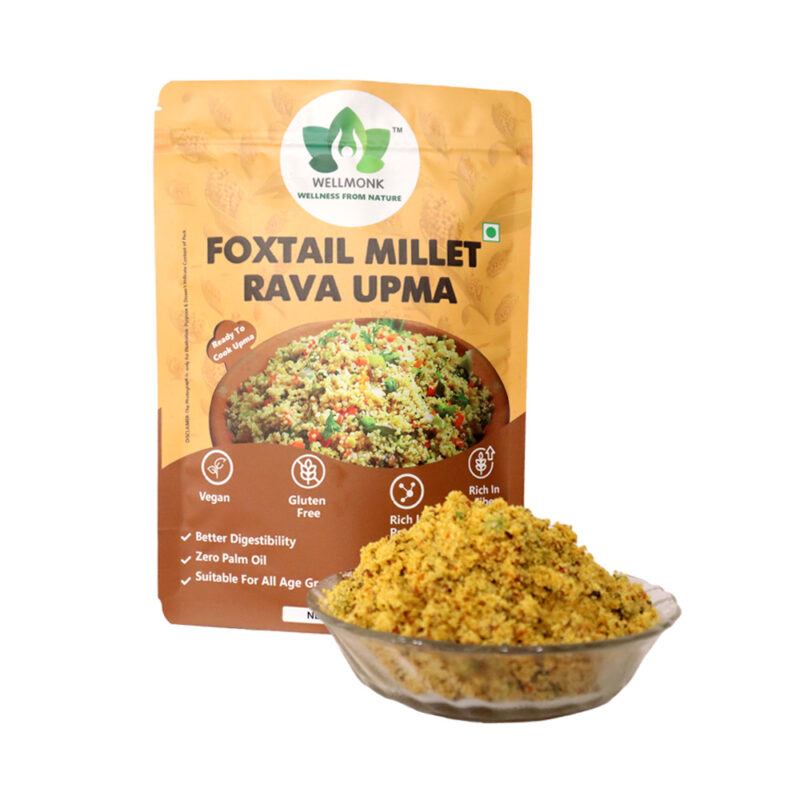 WellMonk Foxtail Millet Rava Upma – Wholesome & Delicious Instant Breakfast Mix, 400g - Image 2