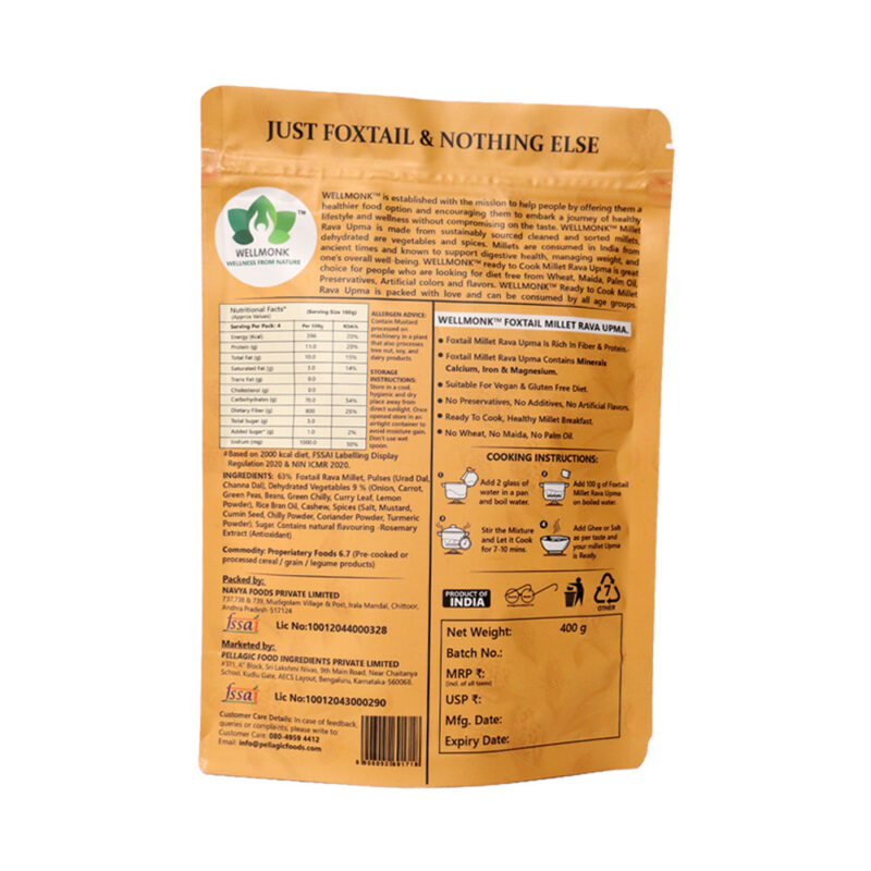 WellMonk Foxtail Millet Rava Upma – Wholesome & Delicious Instant Breakfast Mix, 400g - Image 3