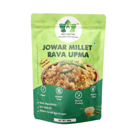 WellMonk Jowar Millet Rava Upma – Wholesome & Nutritious Instant Breakfast Mix, 400g