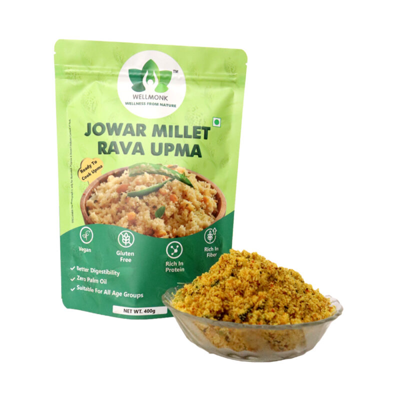 WellMonk Jowar Millet Rava Upma – Wholesome & Nutritious Instant Breakfast Mix, 400g - Image 2