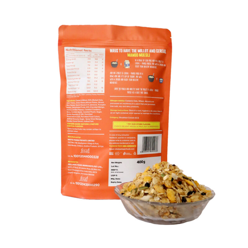 WellMonk Millet Cereal – Mango Muesli, Wholesome & Flavorful Breakfast Mix, 400g - Image 3