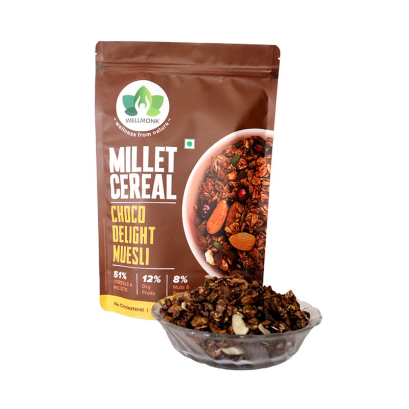WellMonk Millet Cereal – Choco Delight Muesli, 400g - Image 2