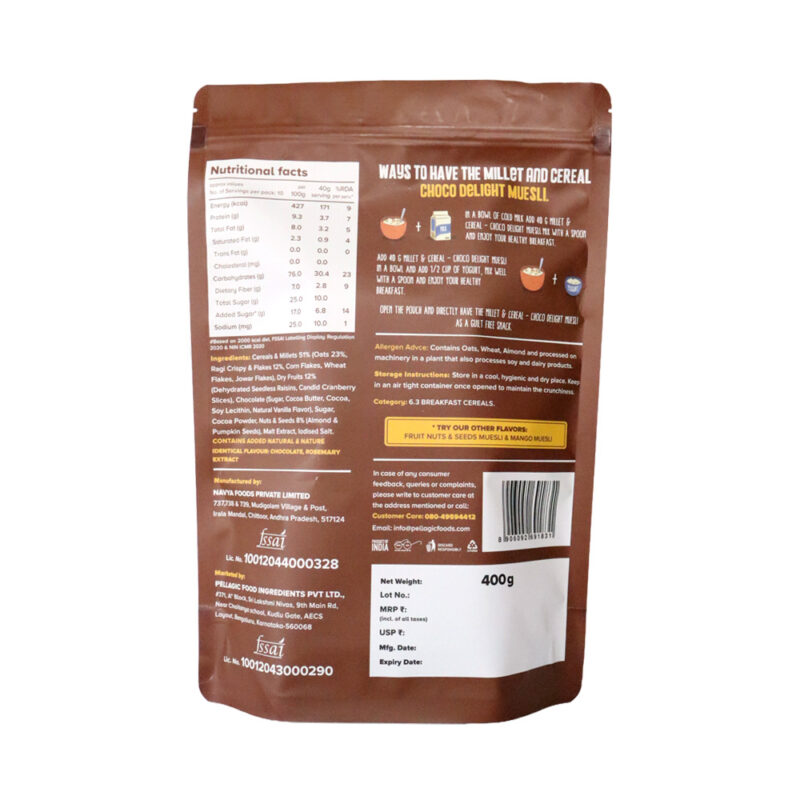 WellMonk Millet Cereal – Choco Delight Muesli, 400g - Image 3
