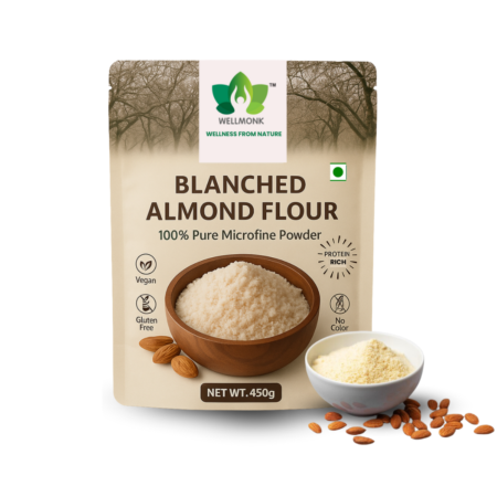 WellMonk Blanched Almond Flour 450g Pure & Natural Gluten Free Low Carb Baking Essential