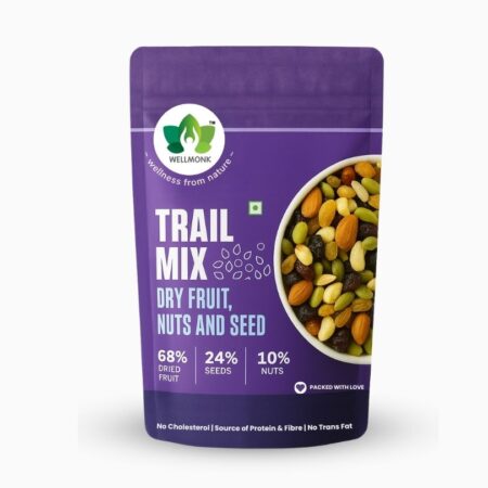 WellMonk Trail Mix – Dry Fruits, Nuts & Seeds, Wholesome Snack, 200g