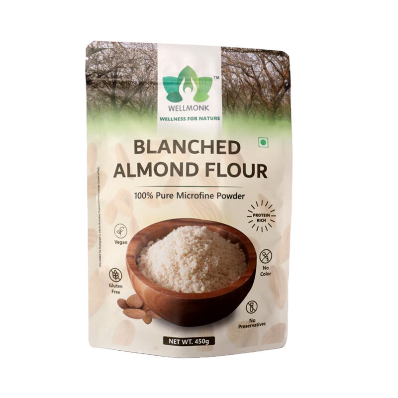 WellMonk Blanched Almond Flour 450g Pure & Natural Gluten Free Low Carb Baking Essential