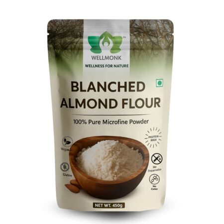 WellMonk Blanched Almond Flour 450g Pure & Natural Gluten Free Low Carb Baking Essential