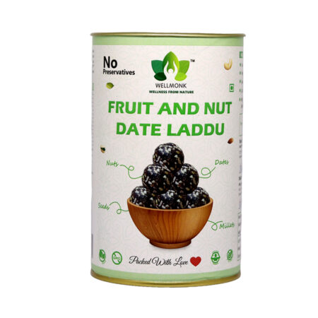 WellMonk Fruit & Nut Date Laddu - Nutritious & Delicious Energy Snack, Packed with Natural Ingredients, 250g | 18 Laddu pack