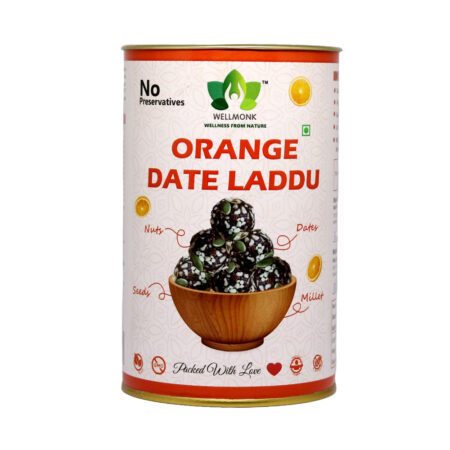 WellMonk Orange Date Laddu - Nutritious & Delicious Energy Snack, Packed with Natural Ingredients, 250g | 18 Laddu pack