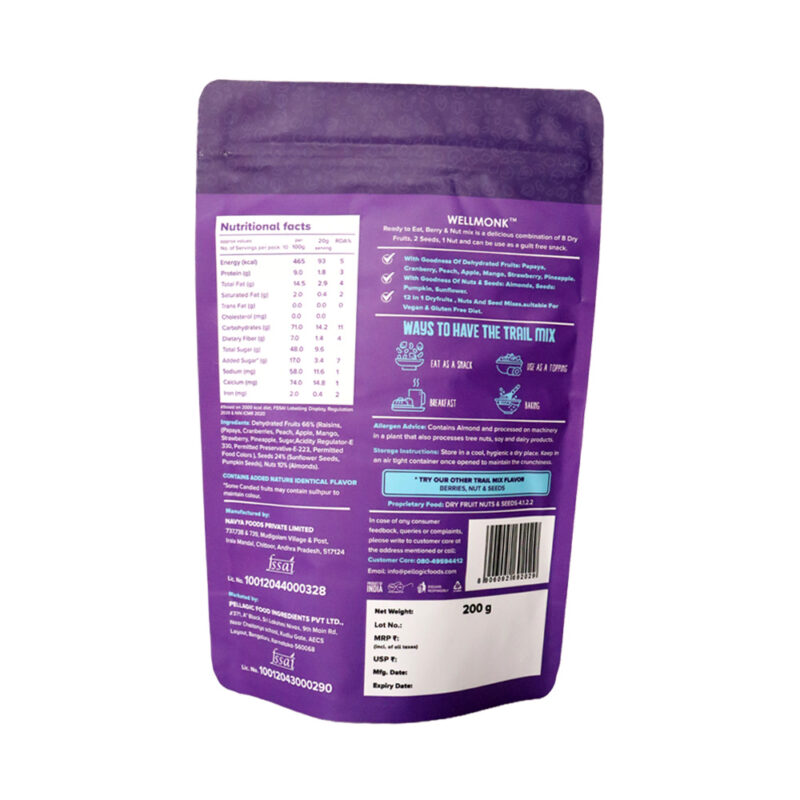WellMonk Trail Mix – Dry Fruits, Nuts & Seeds, Wholesome Snack, 200g - Image 2
