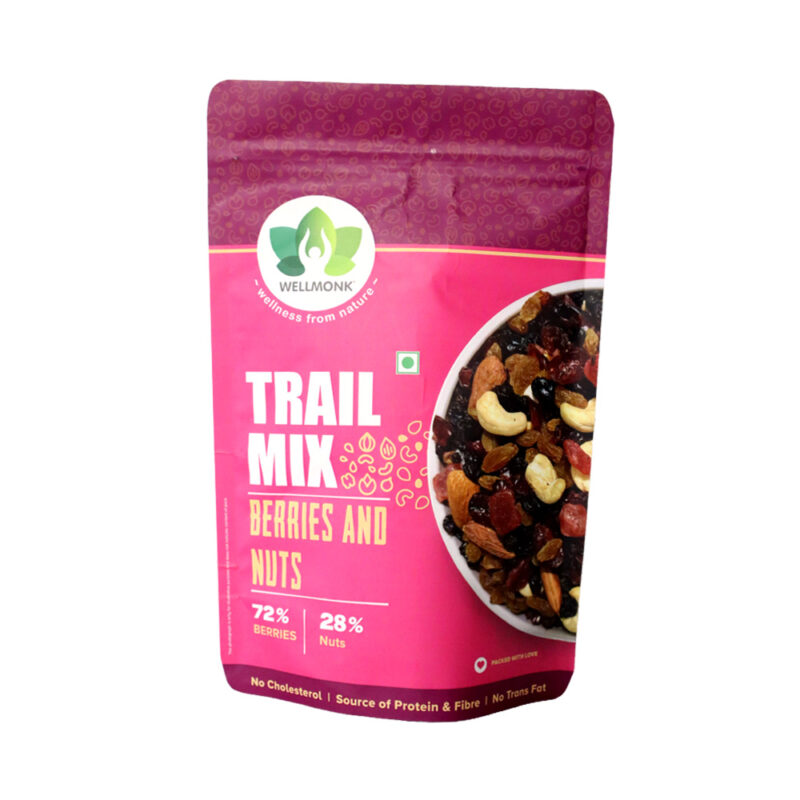 WellMonk Trail Mix – Berries & Nuts, Antioxidant-Rich Snack, 200g