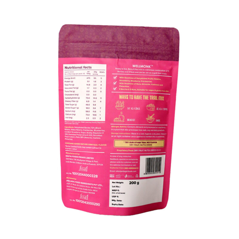 WellMonk Trail Mix – Berries & Nuts, Antioxidant-Rich Snack, 200g - Image 2
