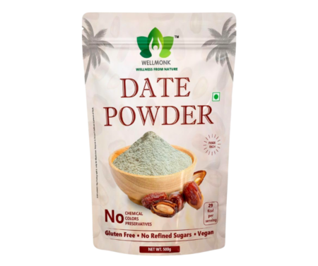 WellMonk Date Powder 500g- 100% Pure Dehydrated Dates, Natural Sweetener, No Preservatives