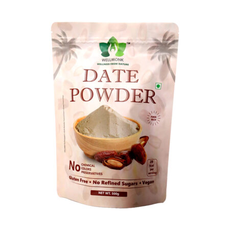 WellMonk Date Powder 500g- 100% Pure Dehydrated Dates, Natural Sweetener, No Preservatives