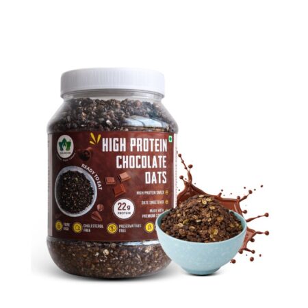 WellMonk High Protein Oats – 1kg | 22g Protein per 100g | Wholesome Breakfast - Chocolate