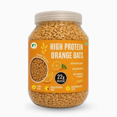 WellMonk High Protein Oats – 1kg | 22g Protein per 100g | Wholesome Breakfast - Orange