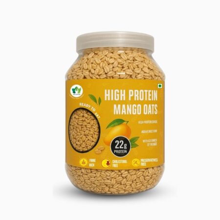 WellMonk High Protein Oats – 1kg | 22g Protein per 100g | Wholesome Breakfast - Mango