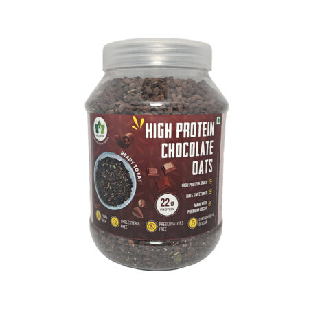 WellMonk High Protein Oats – 1kg | 22g Protein per 100g | Wholesome Breakfast - Chocolate