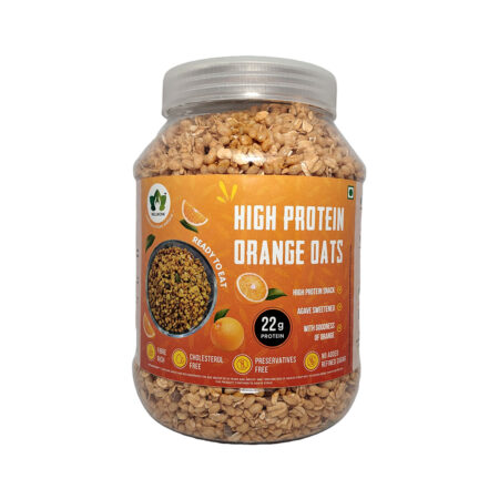 WellMonk High Protein Oats – 1kg | 22g Protein per 100g | Wholesome Breakfast - Orange