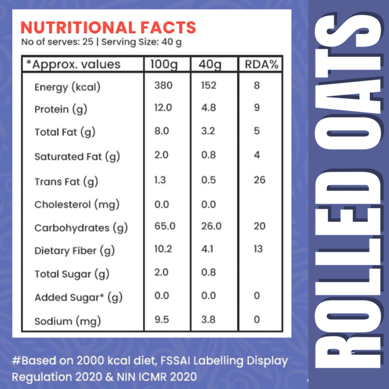 Wellmonk 100% Rolled Oats 1kg Jar|Premium Oats|Gluten Free|No Added Sugar Jar  (1 kg) - Image 2
