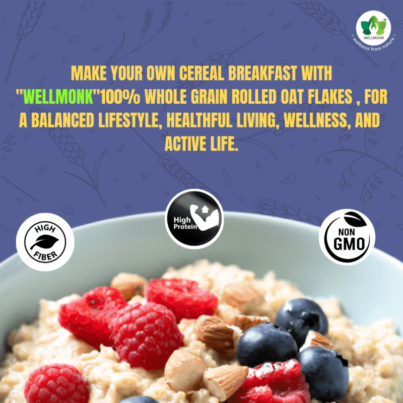 Wellmonk 100% Rolled Oats 1kg Jar|Premium Oats|Gluten Free|No Added Sugar Jar  (1 kg) - Image 6