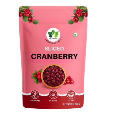 Wellmonk Sliced Cranberries 200g | Premium Dried Cranberries | Gluten Free, Non-GMO, 100% Vegan Superfood Snack |Source of Antioxidants.
