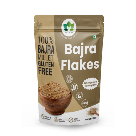 Wellmonk Bajra Flakes | 100% Millet Breakfast Cereal | High Fiber | Source of Protein | No Added Sugar | Crunchy Healthy Flakes|Goodness of Wholegrain| Better Digestibility | No Added Sugar & Salt - 300 G