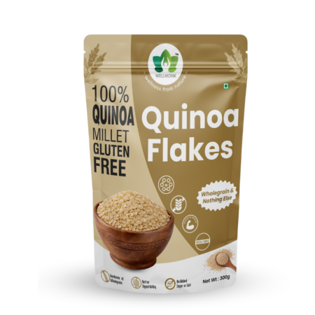 Wellmonk Quinoa Flakes | 100% Natural Breakfast Cereal | High Protein & Fiber | Gluten Free | No Added Sugar | Crunchy Healthy Flakes | Goodness of Wholegrain| Better Digestibility | No Added Sugar & Salt -300g