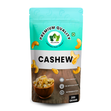 Wellmonk Premium Whole Cashews-200g |High-Protein| No Artificial Color | No Preservatives   | Healthy Dry Fruit Snack | Nutritious & Delicious, Premium Kaju nuts | Perfect for Snacking, Sweets & Cooking