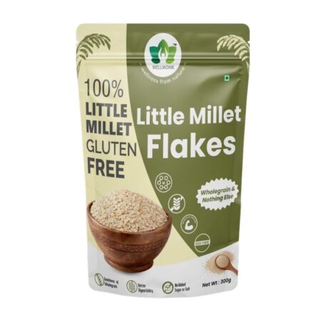 Wellmonk Little Millet Flakes | 100% Natural Millet Breakfast Cereal | High Fiber | Iron Rich | No Added Sugar | Crunchy Healthy Flakes| Goodness of Wholegrain| Better Digestibility | No Added Sugar & Salt -300g