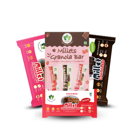 Wellmonk Millet Granola Bar Assorted Pack (Chocolate, Strawberry & Pomegranate) – 40g x 6 | Power of Millets | High Fibre | Protein-Rich Healthy Snack | Zero Cholesterol | Cereal & Millets Bar